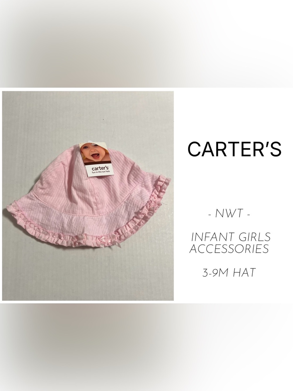 CARTER’S - 3/9M - NWT - INFANT GIRLS PINK BUCKET / SUN HAT